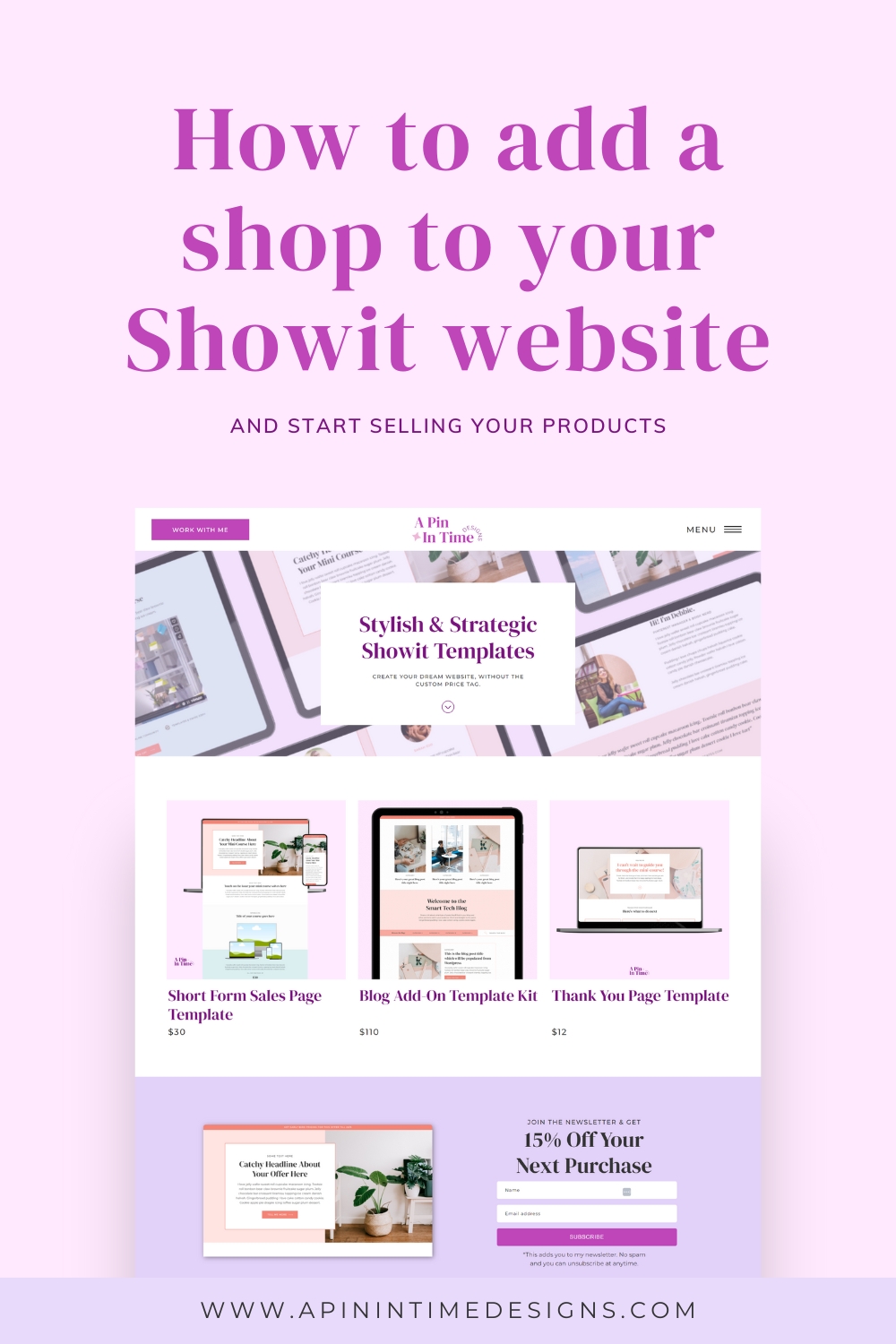 Pinterest image for this blog post on how to add an online shop to your Showit website