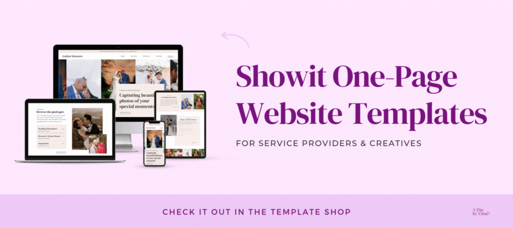 showit one page website templates promo banner