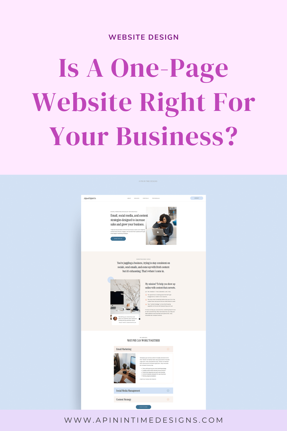 pinterest image for this blog post on if a one-page website is right for your business