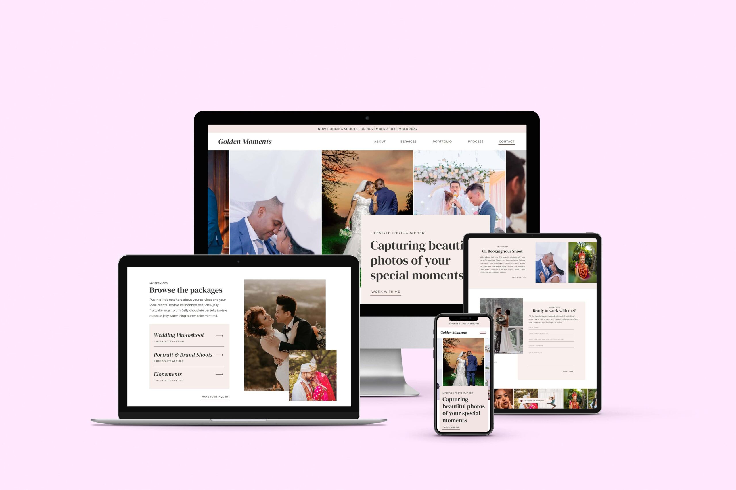 tablet mockups of Showit templates for online business owners