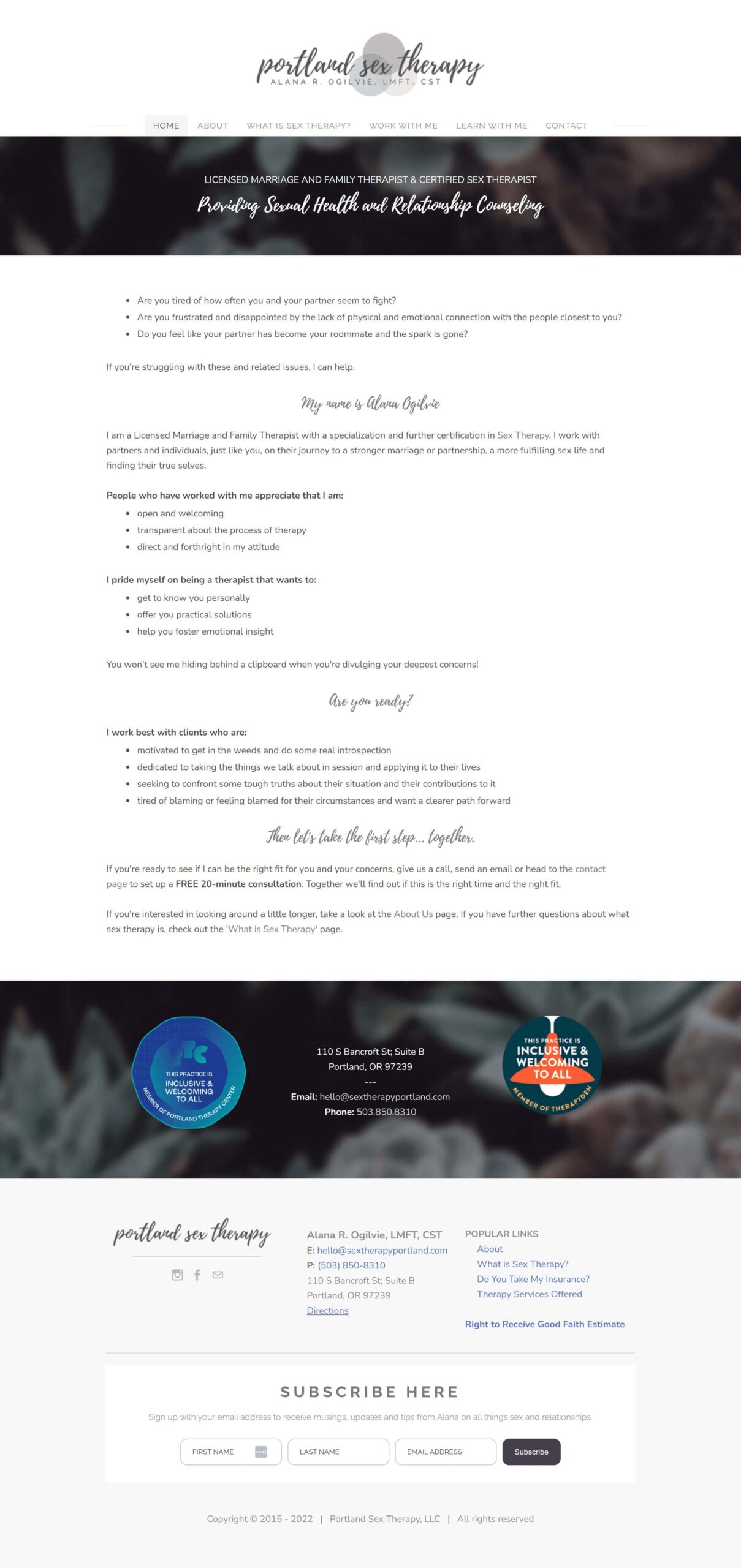 picture of old homepage on Weebly website